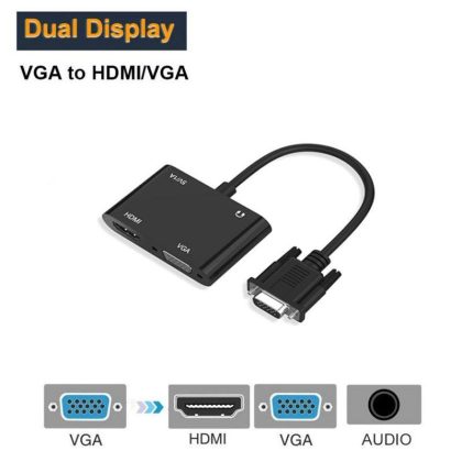 Wholesale 2 in 1 VGA to VGA HDMI Splitter with 3.5mm Audio Converter Support Dual Display for PC Projector HDTV Multi-port VGA Adapter black  |   Other Phone Accessories Cell Phone Accessories Black