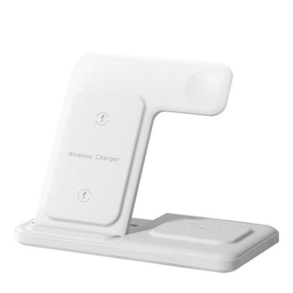 Wholesale 3-in-1 Wireless Charger Stand Fast Charging Vertical Base Bracket Compatible for Iphone Iwatch Airpods White  |   Wireless Chargers Cell Phone Accessories White