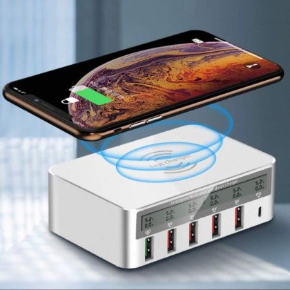 Wholesale 6-Port USB Smart Charger Source Adapter QC3.0 Universal Wireless Charger with Screen Digital Display  White EU plug  |   Wireless Chargers Cell Phone Accessories White EU Plug