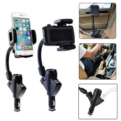 Wholesale Car  Cigarette  Lighter  Phone  Holder Rechargeable Universal Dual Usb 5v 2a Electronic Gps Navigation Holder black  |   Mounts & Holders Cell Phone Accessories Black