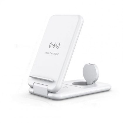 Wholesale Folding 3-in-1 Wireless Charger Stand 15w Fast Charging Dock Station for Watch Earphone Mobile Phone White  |   Wireless Chargers Cell Phone Accessories White