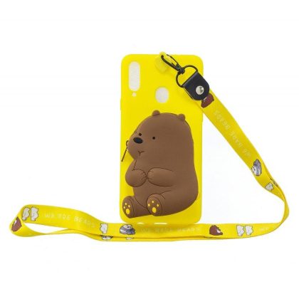 Wholesale For Samsung A10S A20S TPU Full Protective Cartoon Mobile Phone Cover with Coin Purse+Hanging Lanyard 1 yellow brown bear  |   Phone cases Cell Phone Accessories 1 yellow brown bear + Samsung A20S