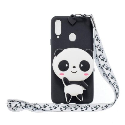 Wholesale For Samsung A10S A20S TPU Full Protective Cartoon Mobile Phone Cover with Coin Purse+Hanging Lanyard 4 black pandas  |   Phone cases Cell Phone Accessories 4 black pandas + Samsung A20S