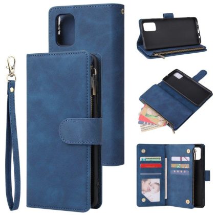 Wholesale For Samsung A51 Case Smartphone Shell Precise Cutouts Zipper Closure Wallet Design Overall Protection Phone Cover  Blue  |   Phone cases Cell Phone Accessories Blue