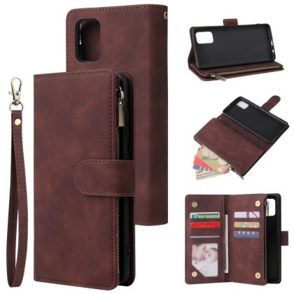 Wholesale For Samsung A51 Case Smartphone Shell Precise Cutouts Zipper Closure Wallet Design Overall Protection Phone Cover  Coffee  |   Phone cases Cell Phone Accessories Coffee