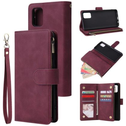 Wholesale For Samsung A51 Case Smartphone Shell Precise Cutouts Zipper Closure Wallet Design Overall Protection Phone Cover  Wine red  |   Phone cases Cell Phone Accessories Phone cases