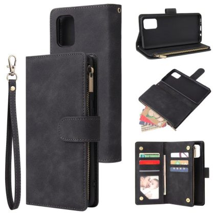 Wholesale For Samsung A71 Case Smartphone Shell Precise Cutouts Zipper Closure Wallet Design Overall Protection Phone Cover  Black  |   Phone cases Cell Phone Accessories Black