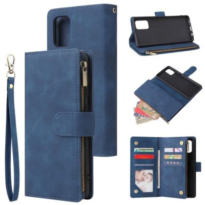 Wholesale For Samsung A71 Case Smartphone Shell Precise Cutouts Zipper Closure Wallet Design Overall Protection Phone Cover  Blue  |   Phone cases Cell Phone Accessories Blue