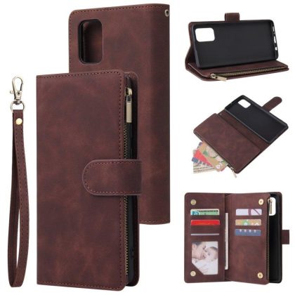 Wholesale For Samsung A71 Case Smartphone Shell Precise Cutouts Zipper Closure Wallet Design Overall Protection Phone Cover  Coffee  |   Phone cases Cell Phone Accessories Coffee