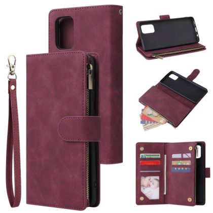 Wholesale For Samsung A71 Case Smartphone Shell Precise Cutouts Zipper Closure Wallet Design Overall Protection Phone Cover  Wine red  |   Phone cases Cell Phone Accessories Phone cases