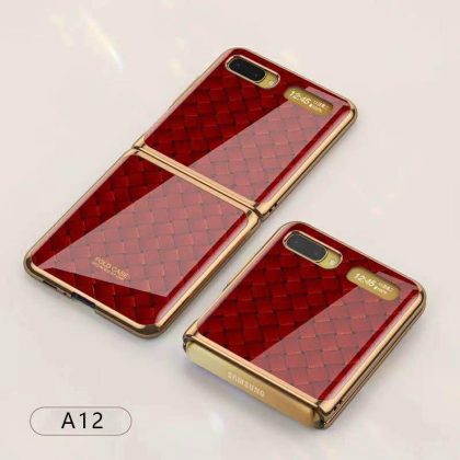 Wholesale For Samsung Galaxy Z flip Foldable Cellphone Shell Electroplated Painted Folding Phone Case A12 woven red pattern  |   Phone cases Cell Phone Accessories A12 woven red pattern