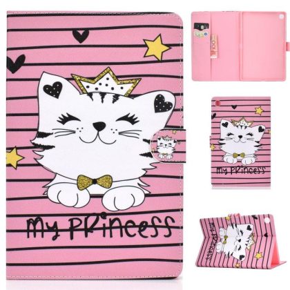 Wholesale For Samsung T510/T515 Laptop Protective Case with Front Snap Cute Cartoon Color Painted Smart Stay PU Cover  Crown cat  |   Phone cases Cell Phone Accessories Crown cat