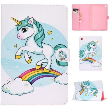 Wholesale For Samsung T510/T515 Laptop Protective Case with Front Snap Cute Cartoon Color Painted Smart Stay PU Cover  single horned horse  |   Phone cases Cell Phone Accessories Phone cases