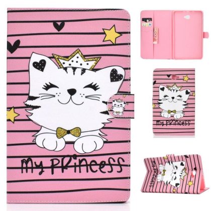 Wholesale For Samsung T580 PU Laptop Protective Case with Front Snap Color Painted Smart Stay Cover  Crown cat  |   Phone cases Cell Phone Accessories Crown cat