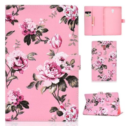 Wholesale For Samsung T590 Laptop Protective Case Color Painted Smart Stay PU Cover with Front Snap Pink flower  |   Phone cases Cell Phone Accessories Phone cases