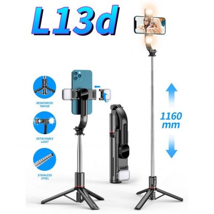 Wholesale L13 Mobile Phone Selfie Stick Bracket Handheld Bluetooth-compatible Shutter Photo Tripod Integrated Bracket black Double lights + inner bracket  |   Mounts & Holders Cell Phone Accessories Black + Double lights + inner bracket