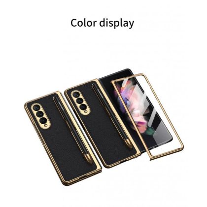 Wholesale Leather Folding Mobile Phone  Case All-inclusive Anti-drop Creative Pen Slot Mobile Phone Cover Compatible For Zfold3/w22 Black  |   Phone cases Cell Phone Accessories Black