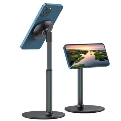 Wholesale Magnetic Desk Phone Stand Aluminum Alloy Phone Stand Holder Dock With 360°Rotation Height Tilt Adjustable Compatible For IPhone 14 13 12 black  |   Mounts & Holders Cell Phone Accessories Black