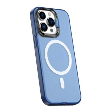 Wholesale Metal Lens Stand Matte Phone Case for Mag Wireless Magnet Charging Back Cover Blue for iPhone14 plus  |   Phone cases Cell Phone Accessories Blue + Compatible For iPhone14 plus