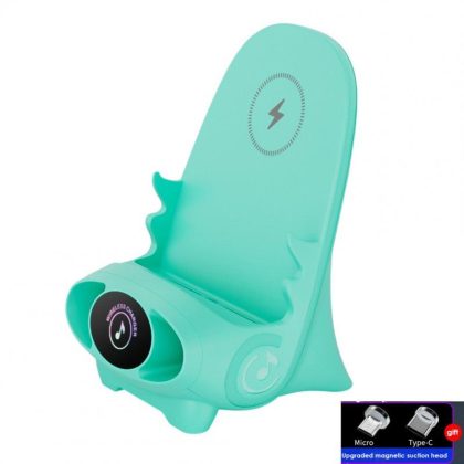 Wholesale Mini Chair Wireless Fast Charger Phone Stand Holder Bracket Multifunctional Wireless Fast Charging Station With 2 Magnetic Heads Speaker Function green  |   Wireless Chargers Cell Phone Accessories Green