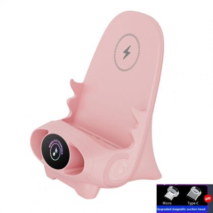 Wholesale Mini Chair Wireless Fast Charger Phone Stand Holder Bracket Multifunctional Wireless Fast Charging Station With 2 Magnetic Heads Speaker Function pink  |   Wireless Chargers Cell Phone Accessories Pink