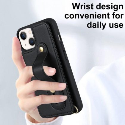 Wholesale Mobile Phone Case For Iphone14 S23 A54 Leather Case With Wristband Kickstand Card Holder Strap black 14 pro max  |   Phone cases Cell Phone Accessories Black + 14 pro max