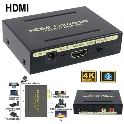 Wholesale Multi-functional Audio Splitter Hdmi-compatible To Hdmi-compatible/audio/spdif/r/l Audio Signal Converter black  |   Other Phone Accessories Cell Phone Accessories Black