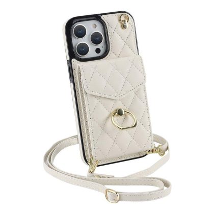 Wholesale Phone Case With Adjustable Ring Holder Lanyard Wallet Bag Phone Case Protective Shockproof Leather Case For IPhone 15 off white iPhone15plus  |   Phone cases Cell Phone Accessories Off white + IPhone15plus