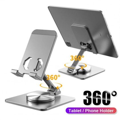 Wholesale Phone Stand 360-degree Rotatable Angle Height Adjustable Foldable Desktop Tablet Phone Holder Bracket gray  |   Mounts & Holders Cell Phone Accessories Gray