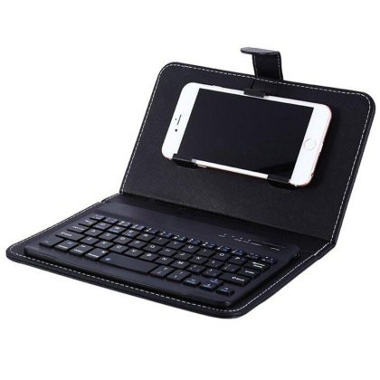 Wholesale Portable PU Leather Wireless Keyboard Case for iPhone with Bluetooth Keyboard for 4.2-6.8 Inch Phones  black_Bluetooth keyboard + leather case  |   Phone cases Cell Phone Accessories Black + Bluetooth keyboard + leather case