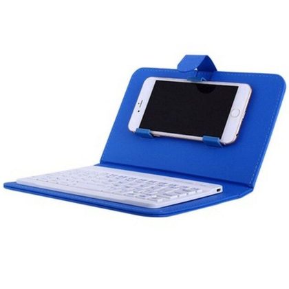 Wholesale Portable PU Leather Wireless Keyboard Case for iPhone with Bluetooth Keyboard for 4.2-6.8 Inch Phones  Dark blue_Bluetooth keyboard + leather case  |   Phone cases Cell Phone Accessories Dark blue + Bluetooth keyboard + leather case