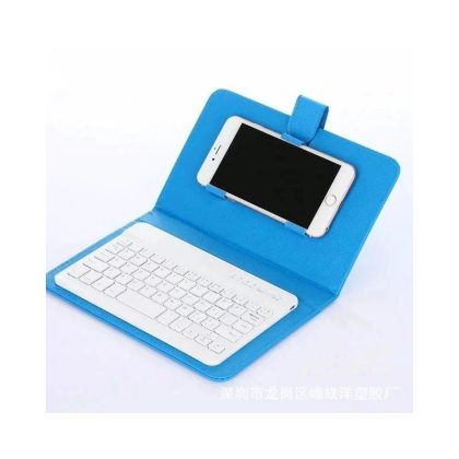 Wholesale Portable PU Leather Wireless Keyboard Case for iPhone with Bluetooth Keyboard for 4.2-6.8 Inch Phones  Sky blue_Bluetooth keyboard + leather case  |   Phone cases Cell Phone Accessories Phone cases