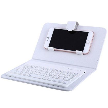 Wholesale Portable PU Leather Wireless Keyboard Case for iPhone with Bluetooth Keyboard for 4.2-6.8 Inch Phones  White_Bluetooth keyboard + leather case  |   Phone cases Cell Phone Accessories Phone cases