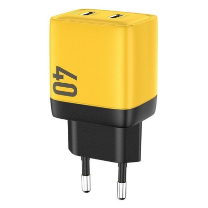 Wholesale U128 USB C Wall Charger Block 40W Pd Power Fast Type C Charging Block Plug Double Ports Adapter EU Plug Yellow  |   Adapters & Chargers Adapters & Chargers Adapters & Chargers