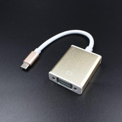 Wholesale USB 3.1 Type C to VGA Adapter USB-C Male to VGA 1080p Female Converter Gold  |   Cables Cables Cables