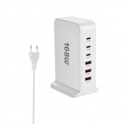 Wholesale USB Charging Adapter 168W 6 Ports Charging Station 3 USB-C 3 USB-A Ports PD Fast Charger Station White EU Plug  |   Adapters & Chargers Adapters & Chargers 168W white EU plug