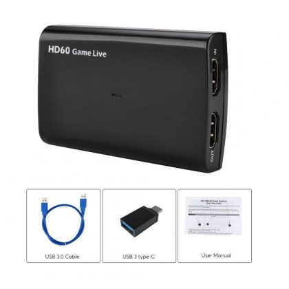 Wholesale USB3.0 Cable HD60 Capture Card UVC with Microphone Input to Support 4k30fps Input Output black  |   Cables Cables Black