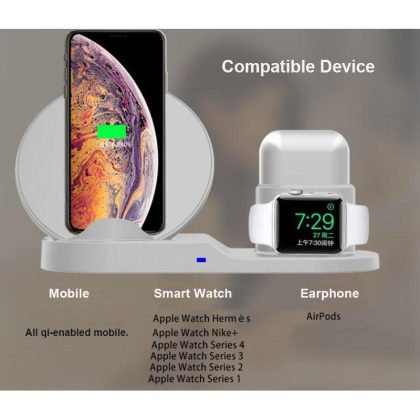 Wholesale White 3 in 1 Fast Wireless Charger for iPhone  |   Wireless Chargers Cell Phone Accessories White