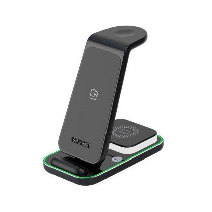 Wholesale Wireless Charging Stand Wireless Charger with Night Light for Headphones Watch Mobile Phone Black  |   Wireless Chargers Cell Phone Accessories Black