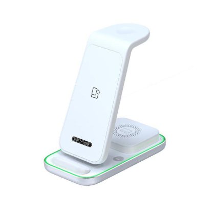 Wholesale Wireless Charging Stand Wireless Charger with Night Light for Headphones Watch Mobile Phone White  |   Wireless Chargers Cell Phone Accessories White