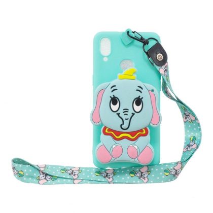 Wholesale For Samsung A10S A20S TPU Full Protective Cartoon Mobile Phone Cover with Coin Purse+Hanging Lanyard 2 light blue elephant  |   Phone cases Cell Phone Accessories 2 light blue elephant + Samsung A10S